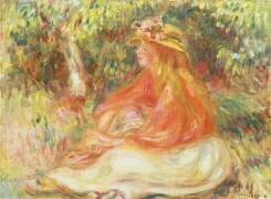Fille assise dans un paysage (Auguste Renoir) - Muzeo.com