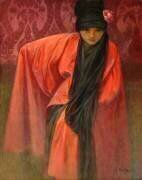 Fille en rouge (Alfons Mucha) - Muzeo.com