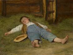Garçon endormi dans le foin (Albert Anker) - Muzeo.com