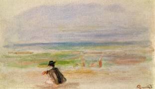 Homme en noir assis sur la plage (Auguste Renoir) - Muzeo.com