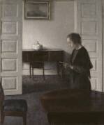 Intérieur avec une dame lisant (Vilhelm Hammershoi) - Muzeo.com
