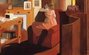 Intimité, couple dans un intérieur avec cloison (Félix Vallotton) - Muzeo.com