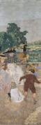 Jardins publics : les nourrices, la conversation ; l 'ombrelle rouge (Edouard Vuillard) - Muzeo.com
