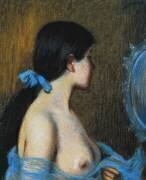 Jeune femme au miroir (Federico Zandomeneghi) - Muzeo.com