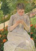 Jeune femme cousant dans le jardin (Mary Cassatt) - Muzeo.com