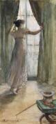 Jeune femme debout, vue de dos, devant une fenêtre (Henri Gervex) - Muzeo.com