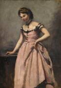 Jeune femme à la robe rose (Jean-Baptiste Camille Corot) - Muzeo.com