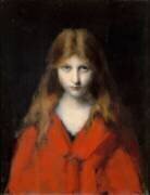 Jeune fille au corsage rouge, Mlle Dodey, modèle du peintre (Jean-Jacques Henner) - Muzeo.com