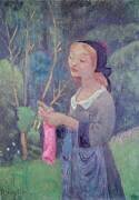Jeune Fille avec un Bas Rose, ou Jeune Bretonne tricotant (Paul Serusier) - Muzeo.com