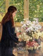 Jeune Fille avec Vases de Fleurs (Theo van Rysselberghe) - Muzeo.com