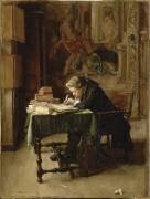 Jeune homme travaillant (dit aussi jeune homme écrivant) (Jean-Louis-Ernest Meissonier) - Muzeo.com