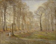 Journée de fin d'automne dans le parc aux cerfs de Jægersborg (Theodor Esbern Philipsen) - Muzeo.com
