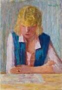 La blonde au gilet bleu (Pierre Bonnard) - Muzeo.com