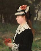La dame aux coquelicots, Mme Marie Porcher, première femme de l'artiste (Alfred Roll) - Muzeo.com