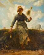 La Fileuse, chevrière auvergnate (Jean-François Millet) - Muzeo.com