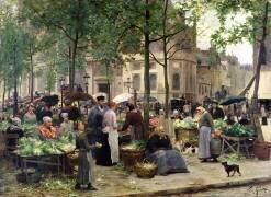 La place devant les Halles (Victor Gabriel Gilbert) - Muzeo.com