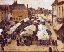La place du marché à Abbeville (Louis Braquaval) - Muzeo.com