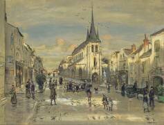 La place Saint-Jean à Nemours (Seine et Marne) (Jean-François Raffaelli) - Muzeo.com