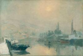 La Seine et l'île Lacroix à Rouen en hiver (Albert Lebourg) - Muzeo.com