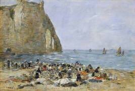 Lavandières sur la plage d'Etretat (Eugène Boudin) - Muzeo.com