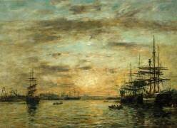 Le bassin de l'Eure au Havre (Eugène Boudin) - Muzeo.com