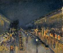 Le Boulevard Montmartre la nuit (Camille Pissarro) - Muzeo.com