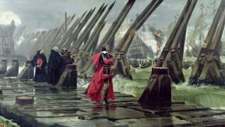 Le cardinal de Richelieu au siège de La Rochelle (Henri-Paul Motte) - Muzeo.com