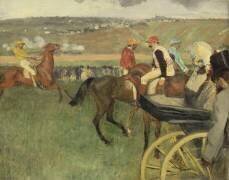 Le champ de courses. Jockeys amateurs près d'une voiture (Edgar Degas) - Muzeo.com