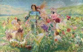 Le chevalier aux fleurs (tiré de Wagner, Parsifal) (Georges Antoine Rochegrosse) - Muzeo.com