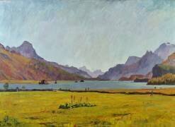Le lac de Sils en été (Giovanni Giacometti) - Muzeo.com