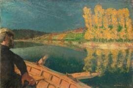 Le passeur : Cipa Godebski dans une barque sur l'Yonne (Edouard Vuillard) - Muzeo.com