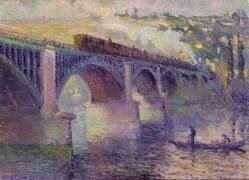 Le pont au coucher du soleil (Robert Antoine Pinchon) - Muzeo.com