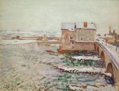 Le pont Moret pendant l'hiver 1889 (Alfred Sisley) - Muzeo.com