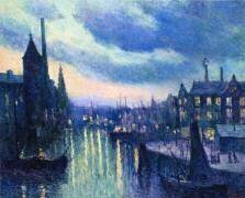 Le port de Rotterdam de nuit (Maximilien Luce) - Muzeo.com