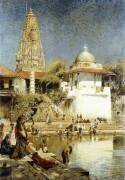 Le temple et le réservoir de Walkeshwar à Mumbai (Bombay) (Edwin Lord Weeks) - Muzeo.com