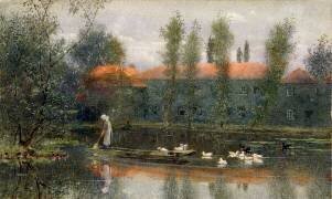 L'étang de l'atelier de William Morris à l'abbaye de Merton (Lexden L. Pocock) - Muzeo.com