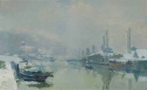 L'île Lacroix sous la neige (Albert Lebourg) - Muzeo.com