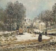 L'entrée de la Grande-Rue à Argenteuil, l'hiver (Claude Monet) - Muzeo.com