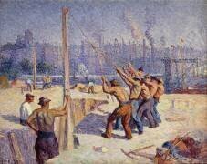 Les Batteurs de Pieux (Maximilien Luce) - Muzeo.com