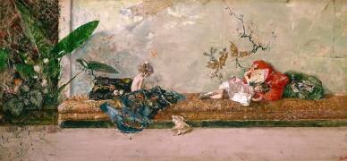 Les enfants de l'artiste, María Luisa et Mariano, au Salón Japonés (Mariano Fortuny y Madrazo) - Muzeo.com
