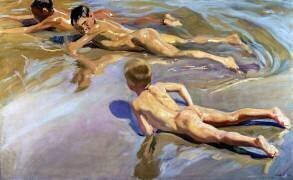 Les enfants sur la plage (Joaquin Sorolla y Bastida) - Muzeo.com