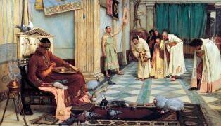 Les favoris de l'empereur romain d'Occident Honorius (John William Waterhouse) - Muzeo.com