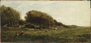Les Graves de Villerville dit aussi Paturage avec vue sur la mer (Charles-François Daubigny) - Muzeo.com