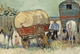 Trailers, gypsy camp near Arles (Vincent van Gogh) - Muzeo.com