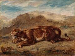 Lionne prête à s'élancer (Eugène Delacroix) - Muzeo.com