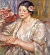 Madeleine en blouse blanche et bouquet de fleurs (Auguste Renoir) - Muzeo.com