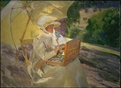 Maria peignant à El Pardo (Joaquin Sorolla y Bastida) - Muzeo.com