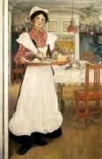 Martina portant le petit-déjeuner sur un plateau (Carl Larsson) - Muzeo.com