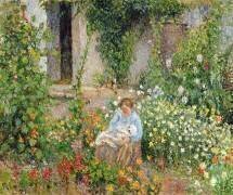 Mère et enfant dans les fleurs (Camille Pissarro) - Muzeo.com