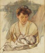 Mère Rose regardant son bébé endormi (Mary Cassatt) - Muzeo.com